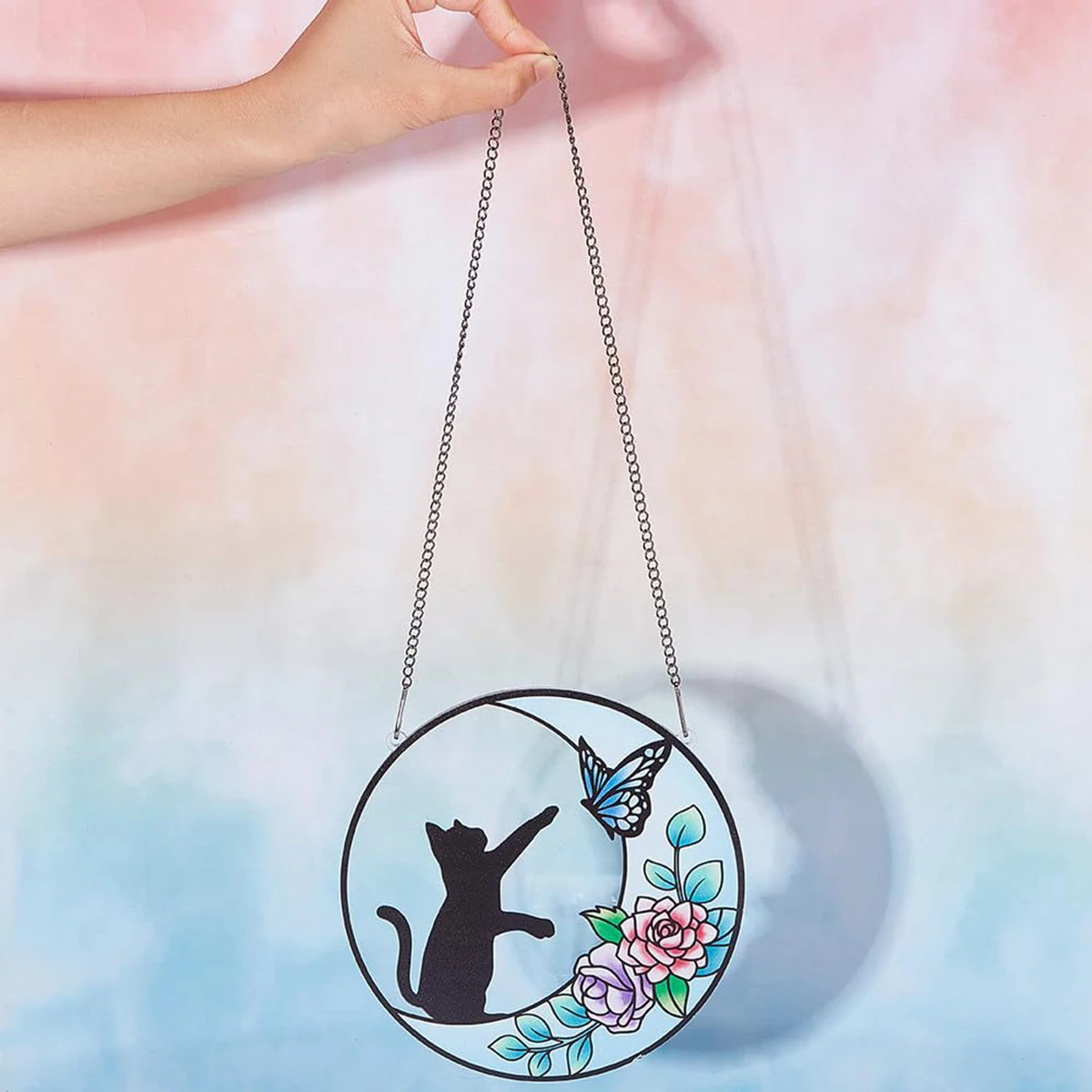 Suncatcher Moon Cat Acrylic Colorful Suncatcher Hanging Decoration Suitable For Bedroom Living Room Terrace Wall Gable Window 3