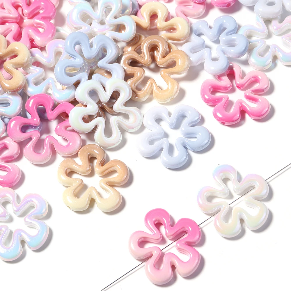 아크릴 속이 빈 그라데이션 컬러 큰 꽃 핸드페인팅 비즈 DIY 장 DIY 핸드메이드 액세서리 재료