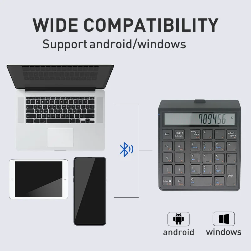 Numérico Teclado Numérico Teclado Bluetooth em sem Fio Eletrônico Calculadora 12 Dígitos Display Lcd para Thinkpad Windows Portátil - Imagem 4