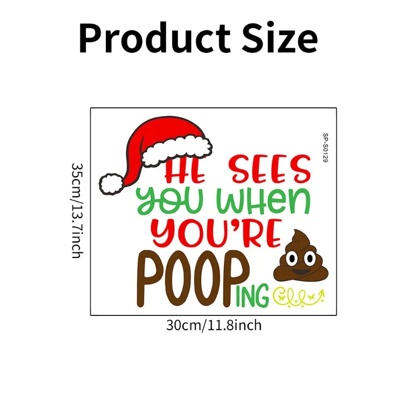 Christmas Fun English Toilet Decoration Wall Stickers, Self Adhesive Bathroom Cross Toilet Stickers, Christmas Decoration Props