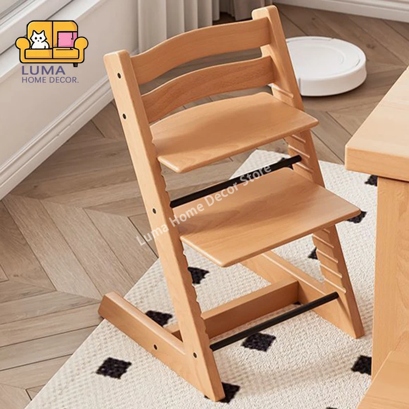 Luma Infant Toddler Baby Growth Dining Chair for Children's Feeding Dining Wooden High Chair Adjustable with Seat Backrest