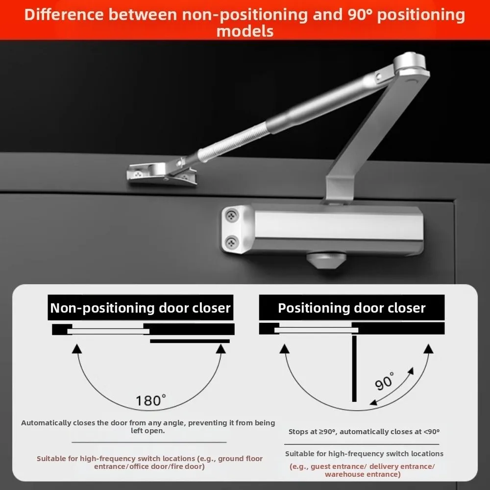 25-85KG Automatic Door Closer Adjustable Speed Mute Soft Closing Door Closing Equipment Rust-proof Aluminum Alloy