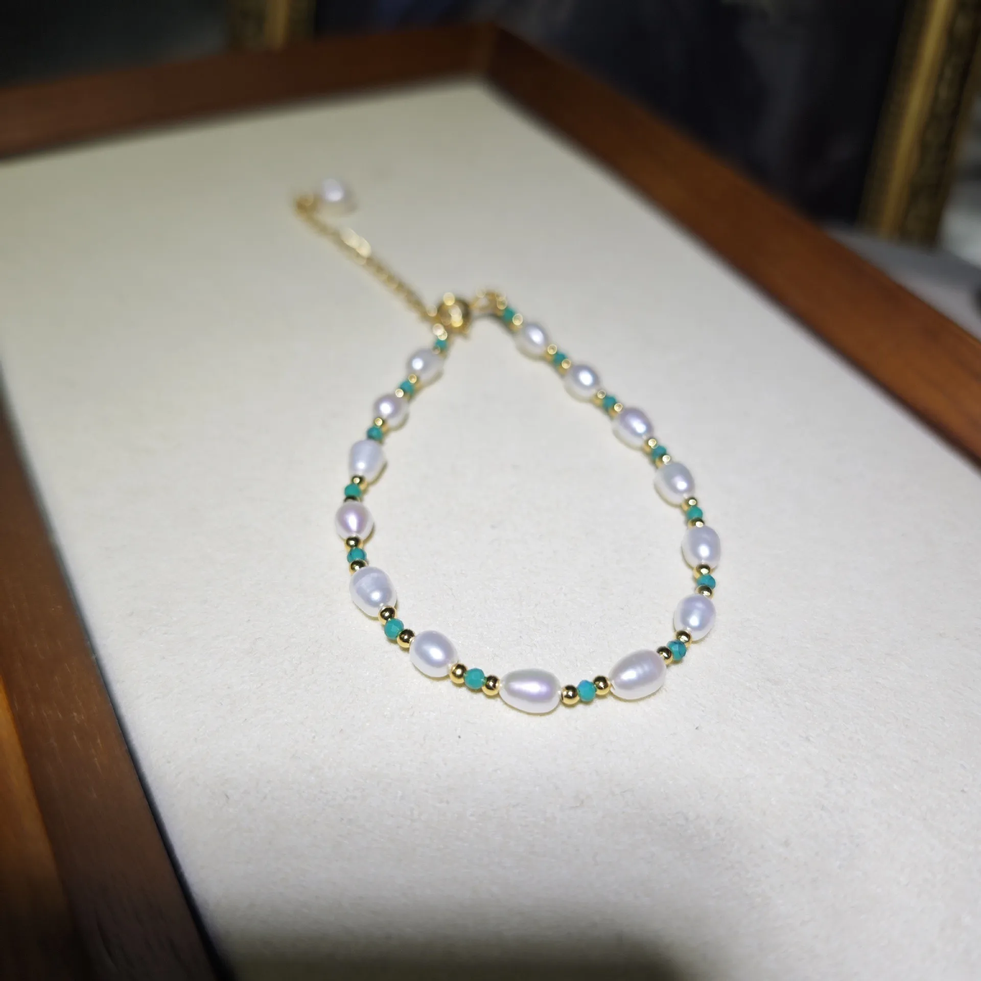 100% Natural Freshwater Pearl & Turquoise Stone 14K Gold Filled Female Jewelry Set For Women Necklace Bracelet Christmas Gifts 5