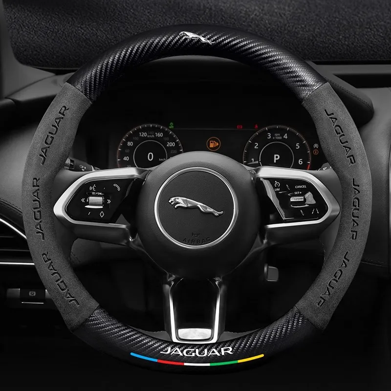 Steering Wheel Cover For Jaguar E-PACE F-PACE F-TYPE I-PACE XE XF XK XJR XJ XEL XFL Car Suede Carbon fiber Anti-slip Steering Wheel Cover