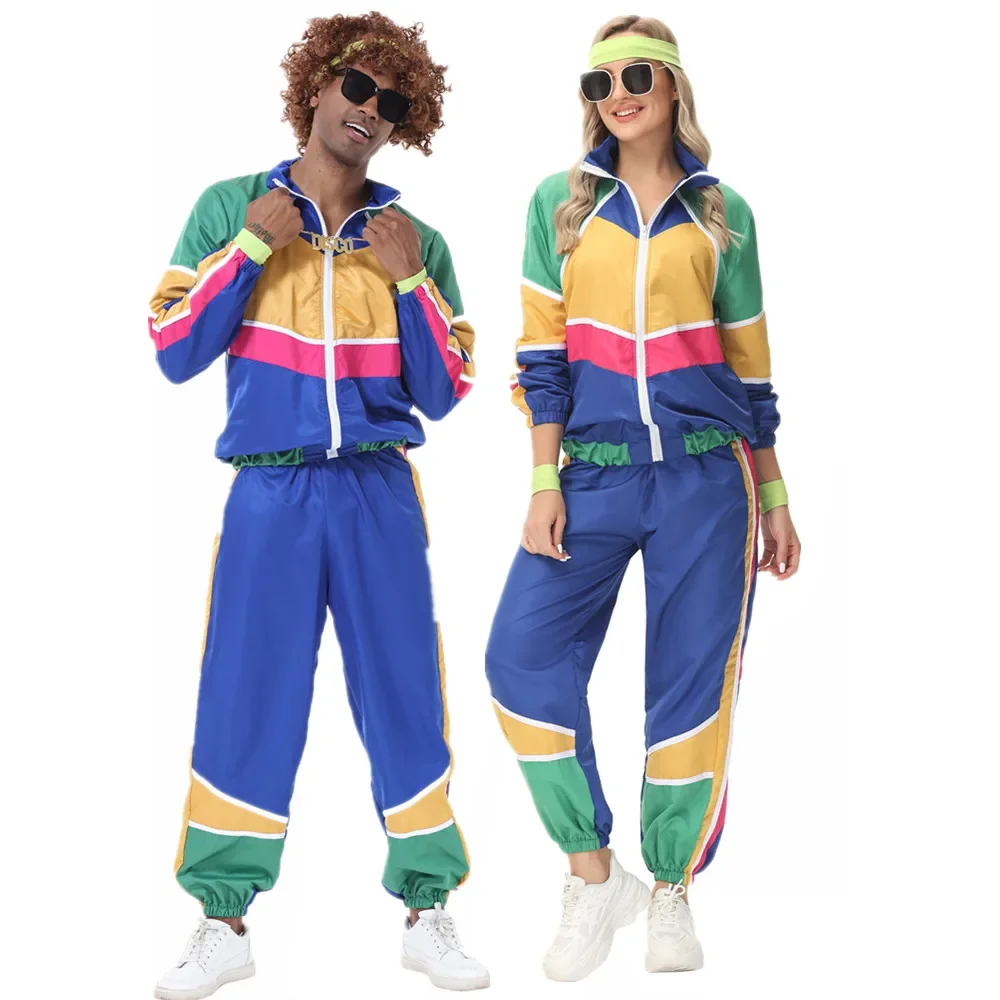 

Halloween Adult Retro 70s Hippie Couples Rock Disco Hippie Cosplay Costume
