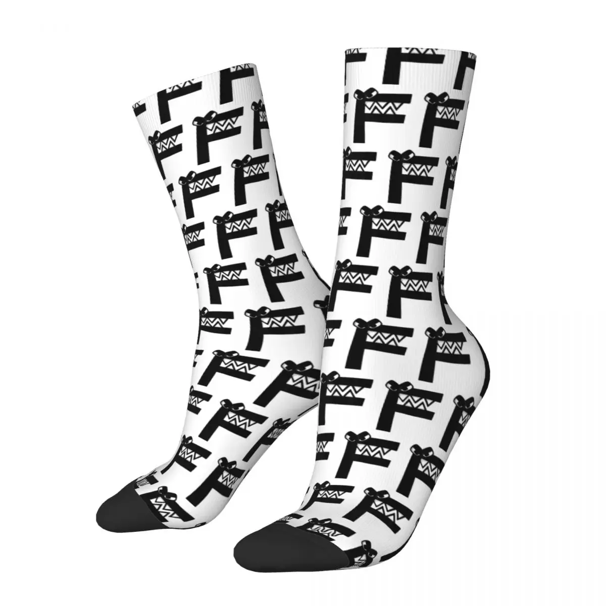 

Casual Villain Alphabet Lore F Sports Socks Costume Boys Matching Evil Letter Polyester Middle Tube Socks for Unisex Non-slip