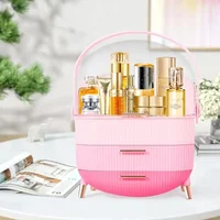 Portable Oval Cosmetics Organizer with Compartment Drawers Makeup Storage Box Vanity Dresser Clear Lid Easy Access Ideal Gifts 2