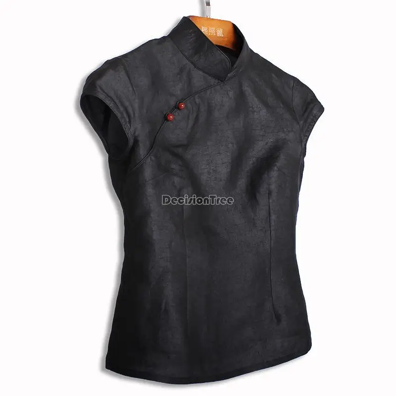 silk qipao blouse fashion women's chinese style retro short sleeve tang suit outfit qipao cheongsam collar casual top g463