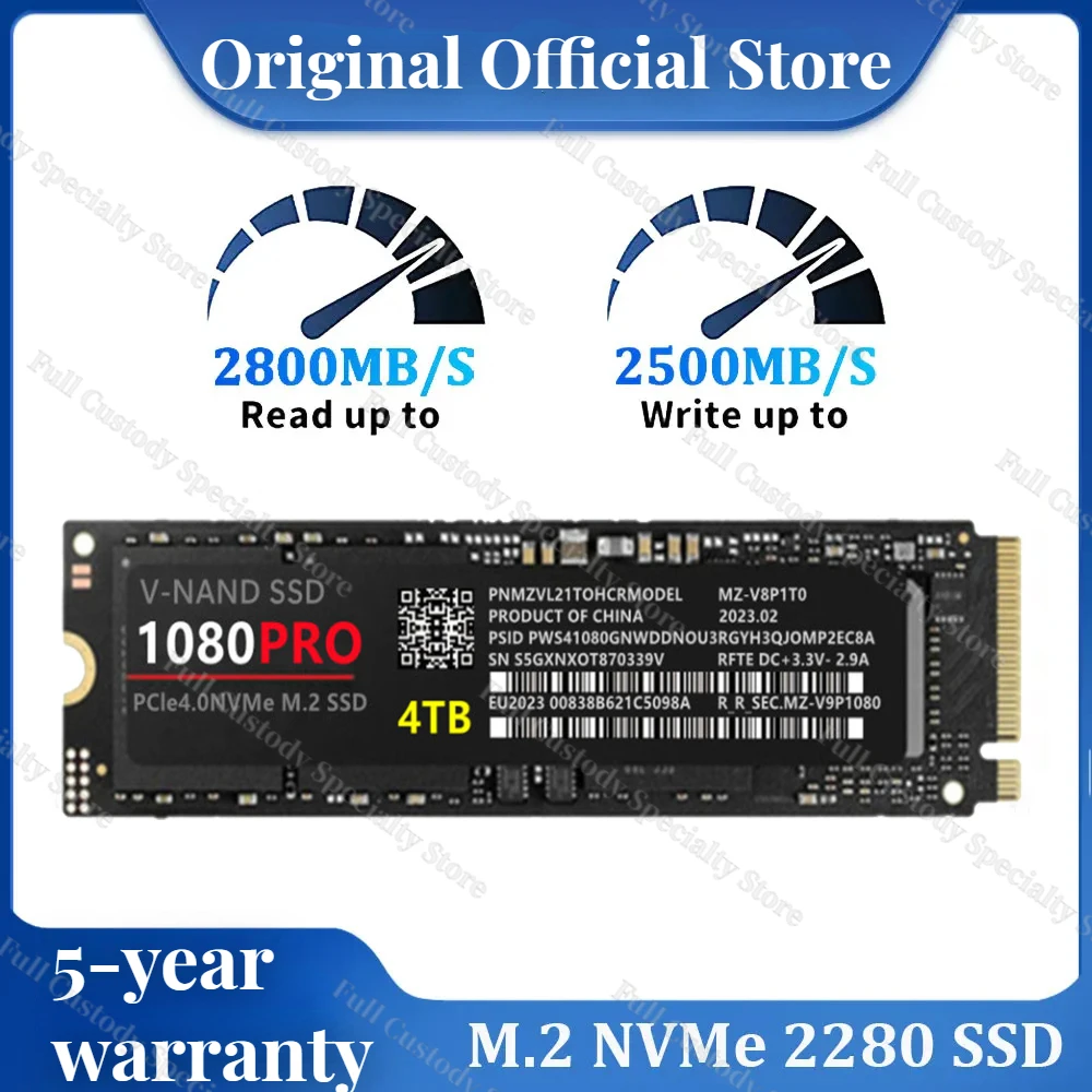 

For SAMSUNG 1080PRO SSD 1TB 2TB Internal Solid State Disk M2 2280 Heat Sink PCIe Gen4.0 NVMe 2.0 hard Drive for Desktop Computer