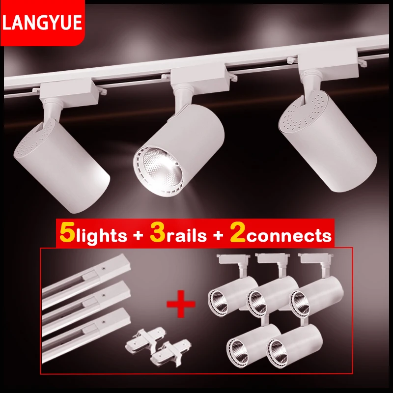 Track LED Light Fixture Teto Spot, Kitchen Rail Systems Lamp Set, Rail Lighting Spotlight para Home Store