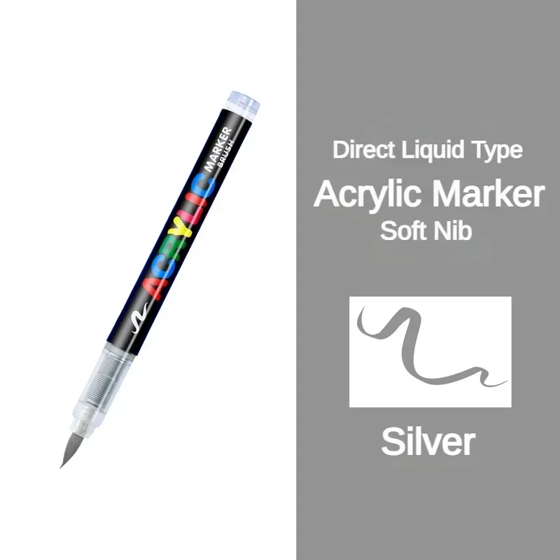 GUANGNA 16色 直接塗布アクリル絵の具ペン ブラシマーカーペン 岩絵 石