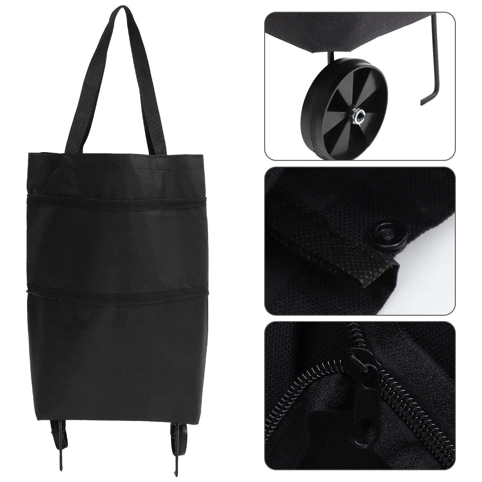 

Foldable Shopping Portable Cart with Wheels Lightweight Storage Bag Reusable Grocery Bag for Daily Outdoor Shopping Storage