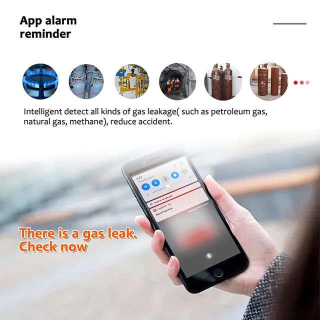 Tuya Wifi Natural Gas Leakage Detector Sensor Smart Alarm Gas Fire Security Digital LED Temperature Display for Home Kitchen - Image 3