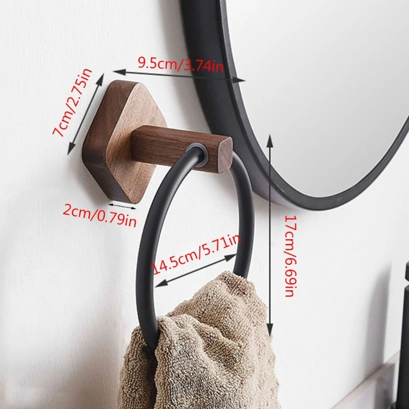 Bathroom Towel Ring Aluminum Wood Self Adhesive Towels Holder Wall Mounted Hand Towel Rails for Kitchen Bath Room B03E towel rack