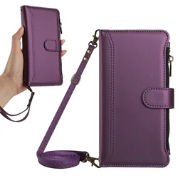 Versatile Leather Shoulder Wallet with Wireless Charging and Lanyard - Multi-Card Flip Cover for Xiaomi POCO X4 Pro (Wine Red)