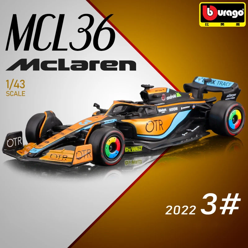 

Bburago 1:43 2022 F1 McLaren MCL36 #3 Даниэль Риккардо #4 литая модель автомобиля из сплава литая модель автомобиля