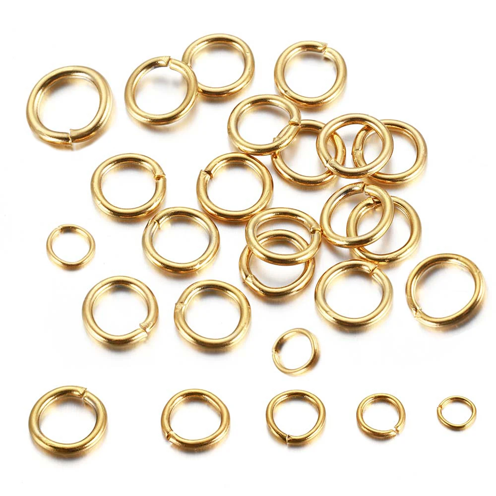 100 Stück 4 mm 5 mm 6 mm 7 mm 8 mm offene Biegeringe Verbinder Edelstahl vergoldet Spaltringe Schmuckherstellung DIY Versorgungszubehör – Detail 1