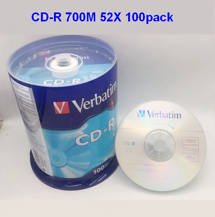 Verbatim CDR Disc Blank Silver CD Disk CDR Discs 80min 700MB 52X 100Pack
