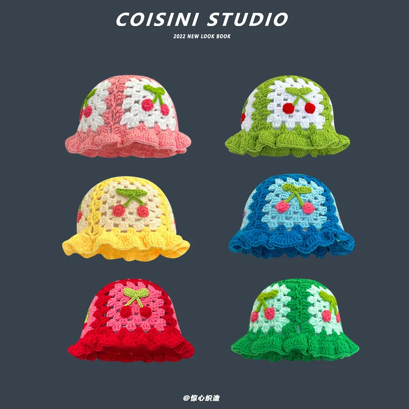 [ KIRSH ]★24SS★韓国人気★BOUQUET GIRL SATIN HUNTING CAP 2024 New Korean-Japanese Hand Buckle Crochet Bucket Hat