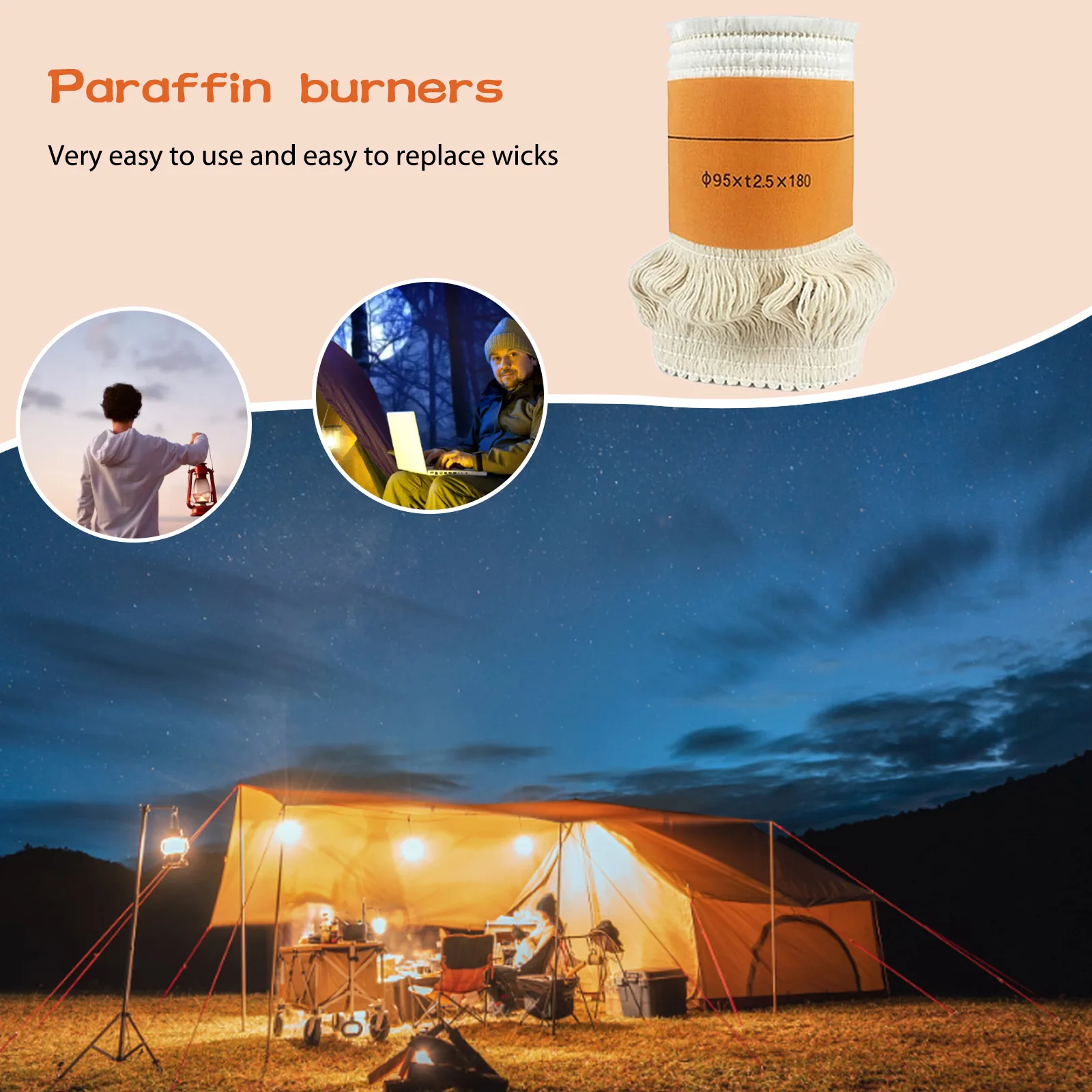 4-2PCS Kerosene Light Core Smokeless Burn-resistant Camp Lamp Stove Wick Kerosene Furnace Core Oil Lamp Cotton Cores Accessories