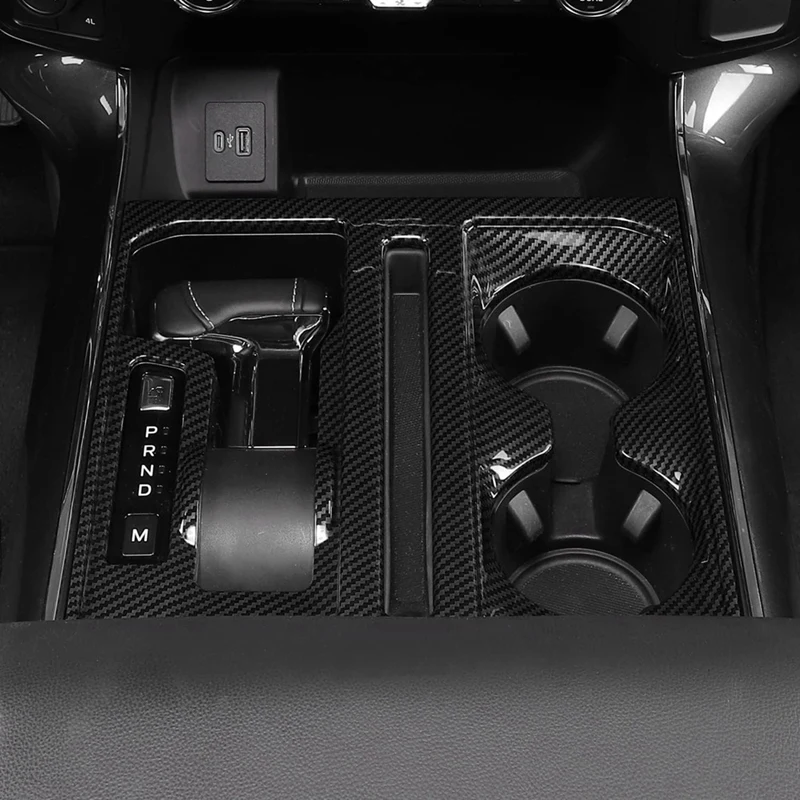 

Центральная консоль переключения передач и держатель чашки панель обшивка для Ford F150 F-150 2021 + аксессуары (ABS углеродное волокно)