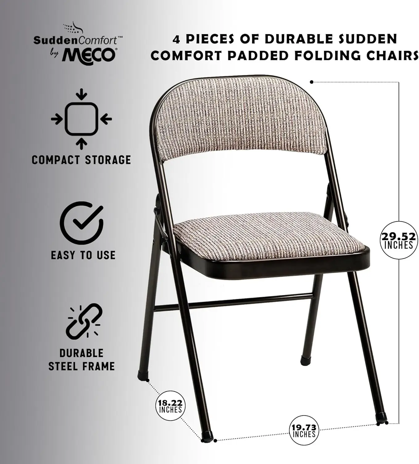 4 Pack Padded Folding Chairs, Cushioned Motif Fabric Foldable Chair, Cinnabar