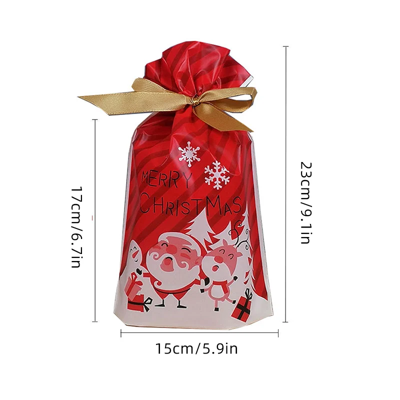 10pcs Christmas Gift Bags Navidad Santa Cookies Bag Candy Snowflake Crisp Drawstring Bag Xmas Decorations for Home New Year
