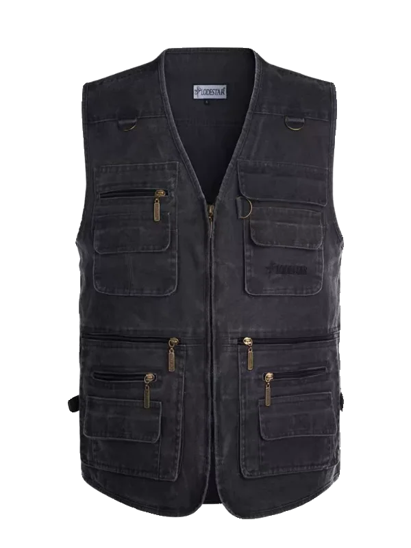 Men's Pure Cotton Vest Jaet Casual Outdoor Fiing Vest Spring Autumn Middle-Aged And ly Multi-ket Dad Sle