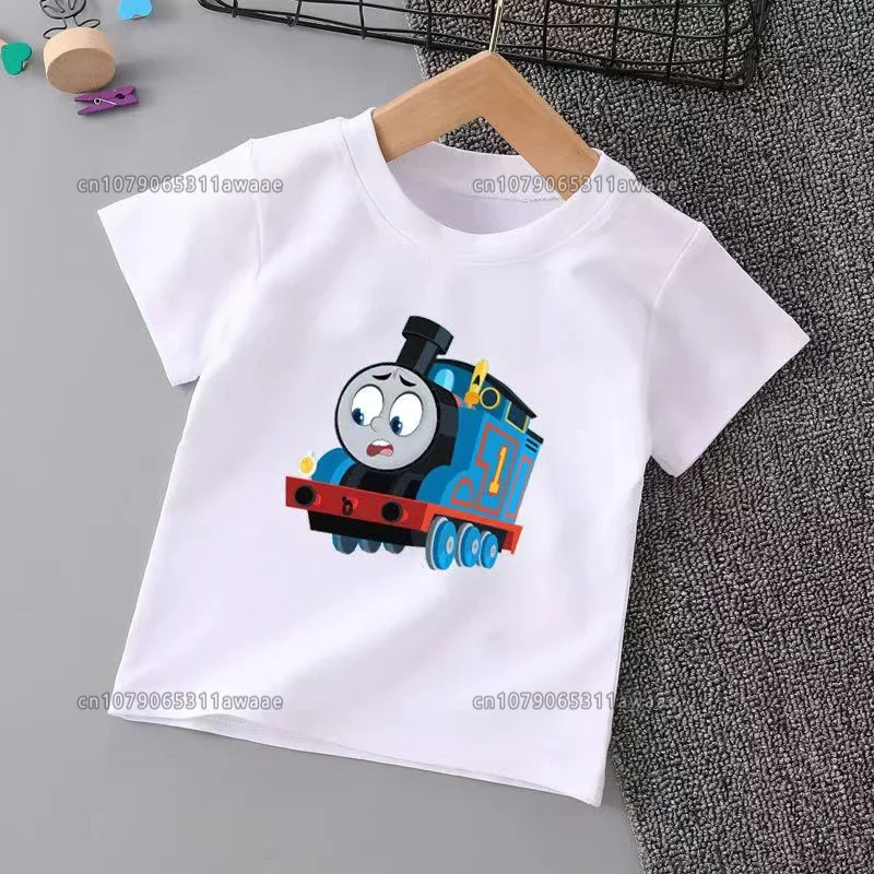 100% Cotton Child's Clothing Cartoon Train Print Children T-shirt Boys Girls High Quality T Shirt Kids Tee Summer Casual Tops 4