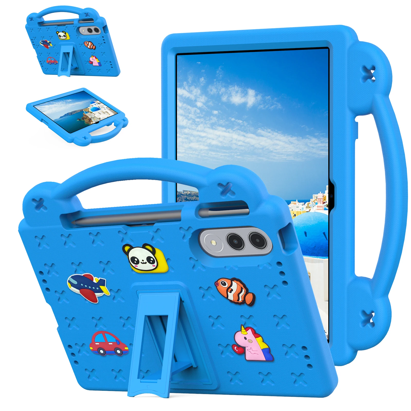 Sturdy EVA Stand Case with Hand Holder for 11.1-inch Tablets, Ideal for Kids' Protection and DIY Customization