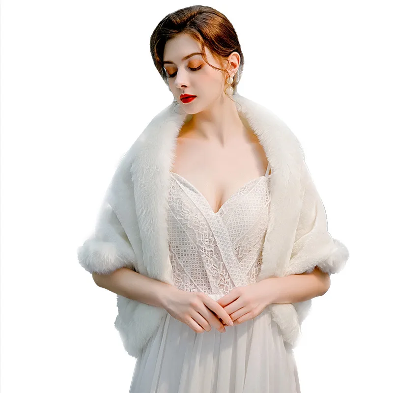 

Stock Woman Party Stoles Wedding Wrap Faux Fur Jacket Bridal Bolero Formal Party Shrug Women Party Shawl Cheap