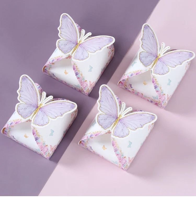 Pink Butterfly Candy Boxes – Gift Packing Bags for Girl Birthday, Baby Shower, Party Fa... - SKU CCB02009 - UGI Packaging