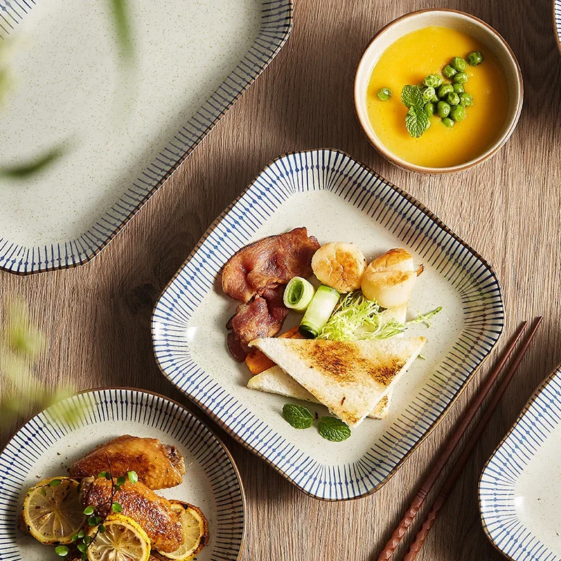 الرجعية اليابانية نمط السيراميك وعاء الأرز طبق واح...