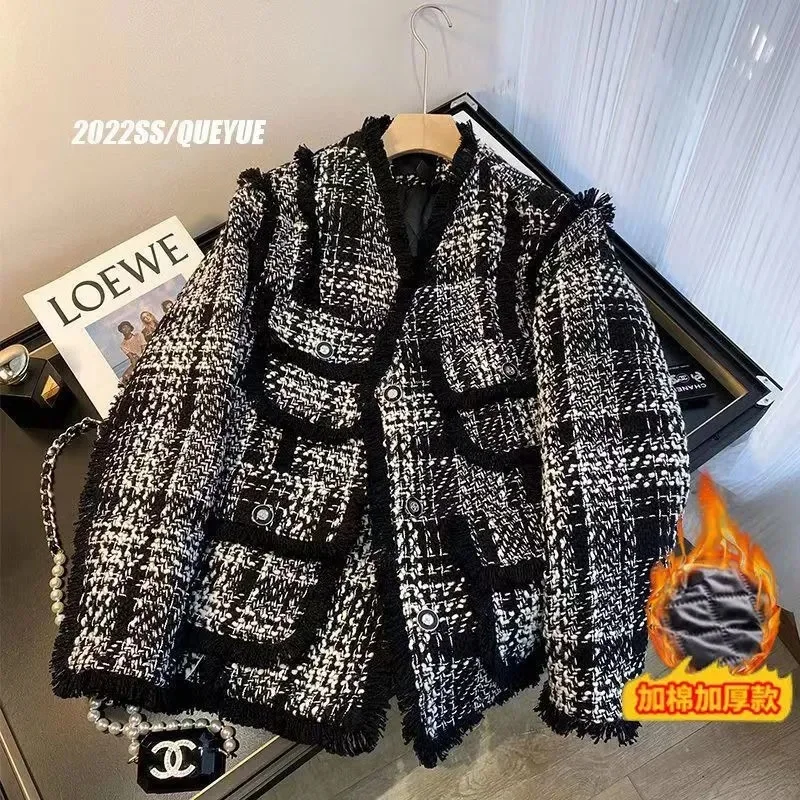 

Checkered Small Fragrant Coat Women's Spring Autumn 2023 New Loose and Advanced Design Sense Small Retro Baseball Top Commuter