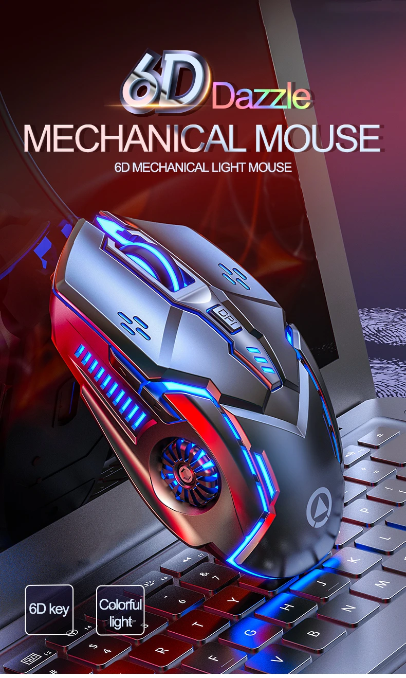 High Sensitivity G5 Gaming Mouse 6 Keys RGB Rechargeable Wired Light Cool Silent Sound Mice For PC Laptop Computer Accessories