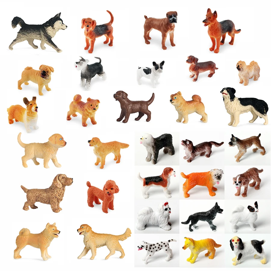 

Realistic Plastic Puppy Figures Playset Hand Painted Mini Dogs Animals Toy Cake Toppers Easter Eggs Christmas Birthday Gift