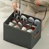 Fabric Shoe Organizer Foldable Shoe Storage Bin with Clear Lid Shoe Storage Box Adjustable Dividers for Sneakers Loafers Sandals 1