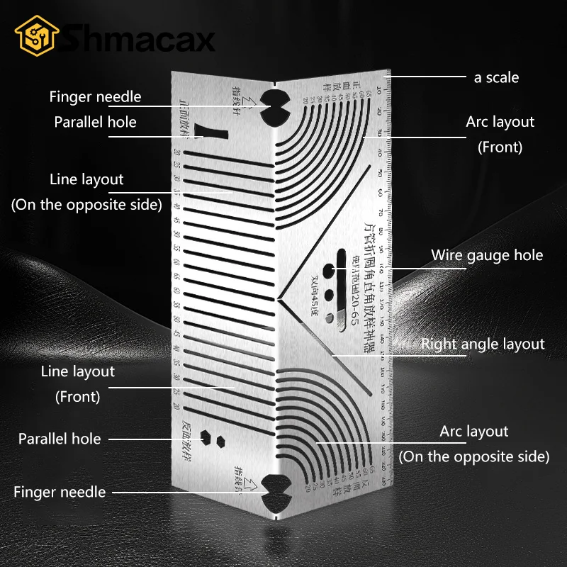 Marking and Drawing Tools Angle & Arc Marking Tool Adjustable Linear Arc Dual-Purpose Scriber Square Tube Bending Tool Parallel Line Drawing Tool