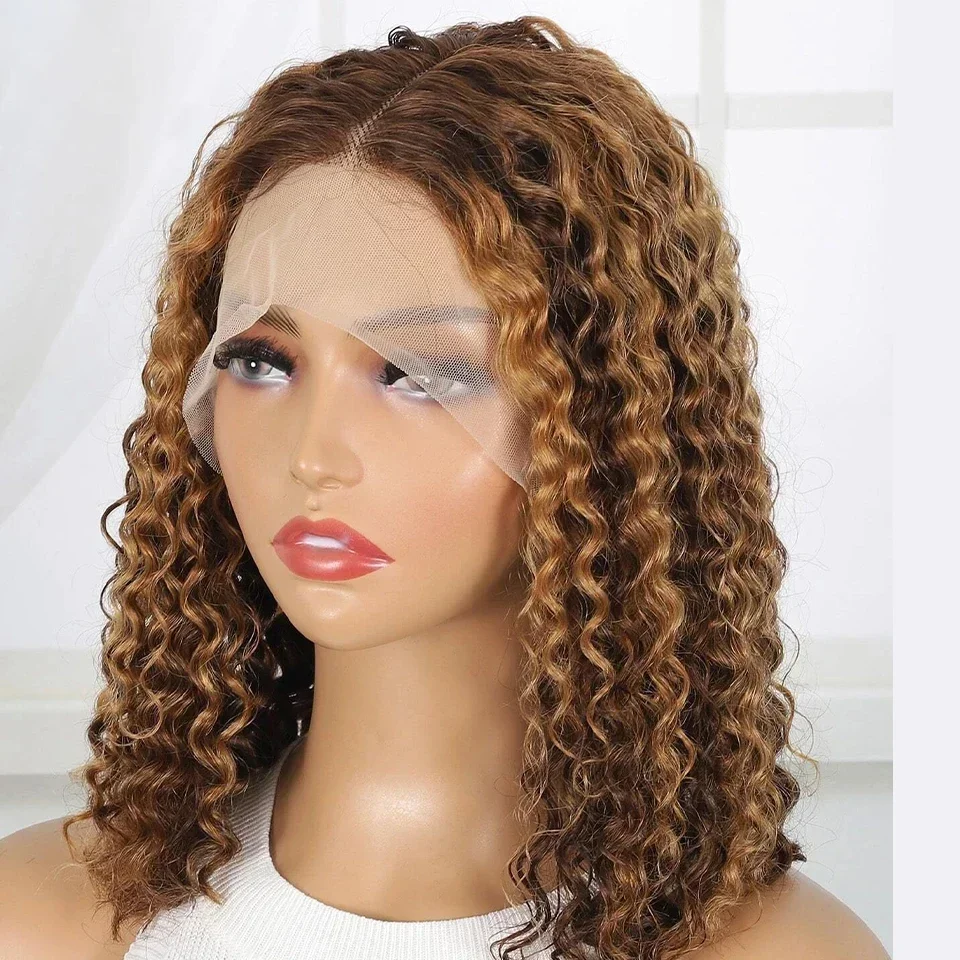 

13x4 Deep Wave Lace Frontal Wig Highlight Glueless BOB Human Hair Wigs for Women Brazilian Ocean Wave Perruque Cheveux Humain