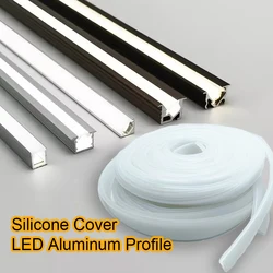 Led Recessed Aluminum Profile channel Silicone diffuser cover Bar Strip Light Wardrobe Bookcase Cabinet Shelf Hidden Lighting