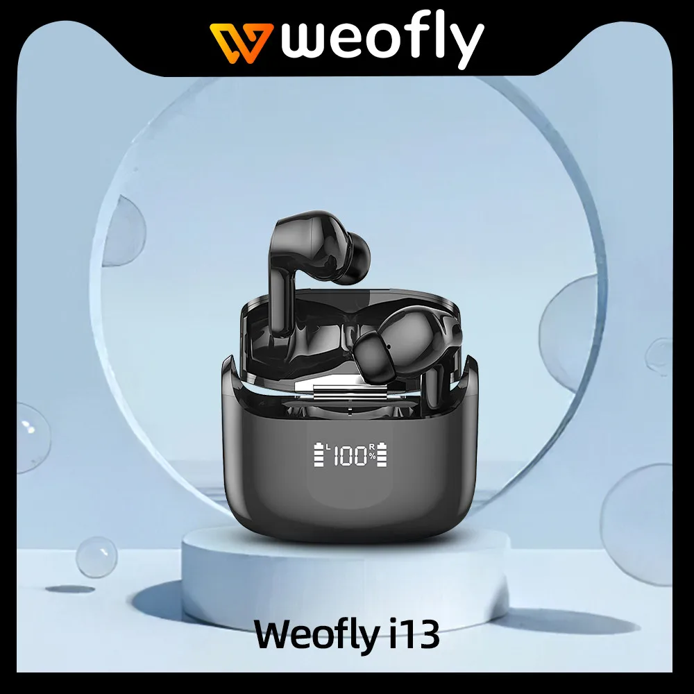 

Weofly i13 TWS Bluetooth Headphones 24H Playtime 13mm Driver Wireless Headset Noise Cancelling Stereo IPX6 Waterproof Earphones