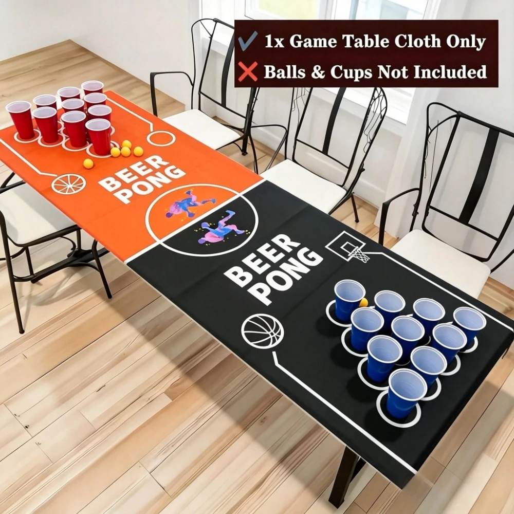 1pc New Beer Pong Table Mat game, Basketball Beer Pong Table Drinking Games Vibrant Beer Party Board Game Mat Adults Party image 11