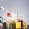 Glass Jar With Bamboo Lid Sealed Canister Food Storage Bottles Container Storage For Loose Tea Coffee Bean Kitchen Accessories 3