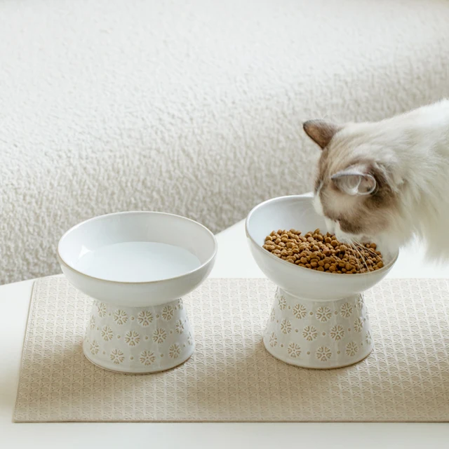 Cat Ceramic Bowl Pet Dogs Elevated Food Water Bowls Relief Printing Puppy  Drinking Eating Supplies 2