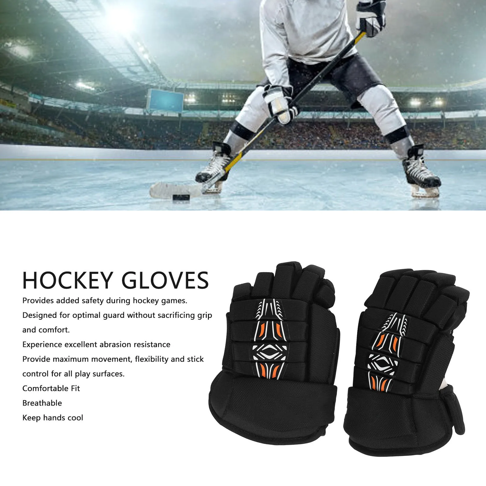 Hockey Gloves Breathable Fit Protective Ice Roller Hockey Gloves ice hockey gloves For Players 1 Pair