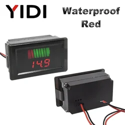 LCD Digital Voltmeter Battery Capacity Indicator and Voltage Tester - 72V (Waterproof Red)