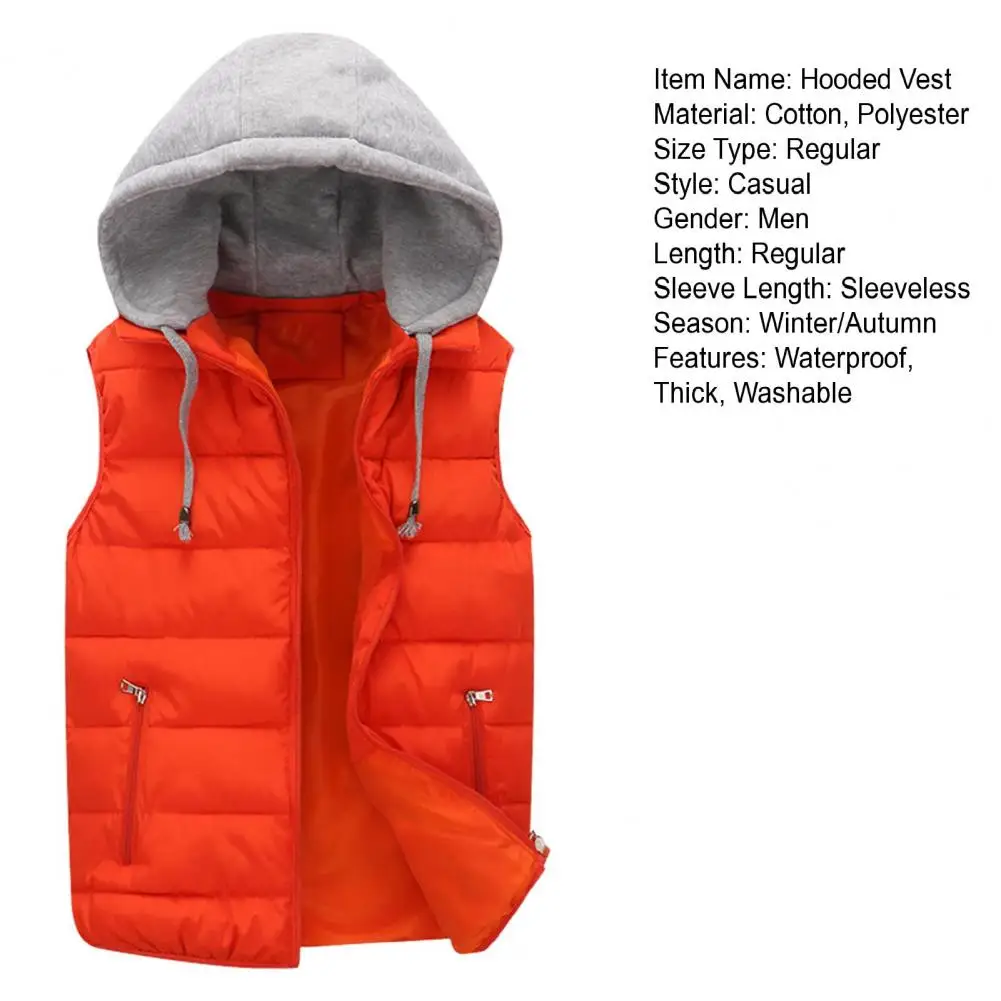 Description Picture 3 of itemWinter Warm Vest Men's Waterproof Hooded Zipper Vest for Autumn Winter Warm Cold Sleeveless Jacket with Casual Style Winter Men