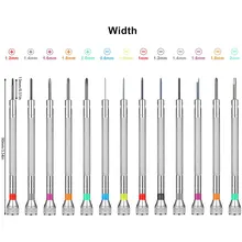 

13Pcs Precision Screwdriver 0.6-2.0mm Micro Cross Screwdriver Metric Flat Head Screwdriver For Watch Eyeglasses Jewelry Repair