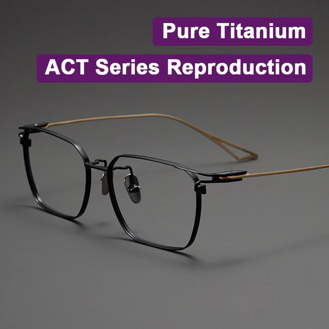 Réplique de conception de lame japonaise série ACT, montures de lunettes légères de luxe en titane pur 9.9g pour hommes, lunettes de tempérament Elite 1