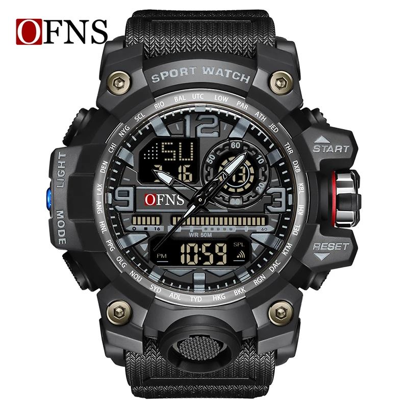 Enhanced Men's Waterproof Dual Display Quartz Sports Watch with Stopwatch Function